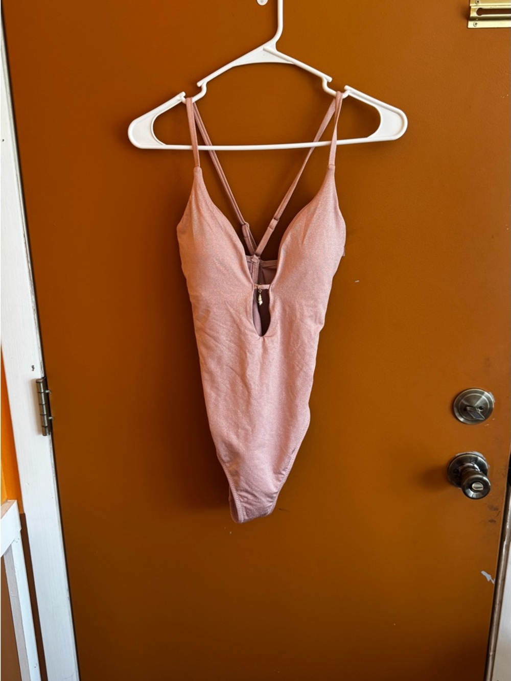 Shade & Shore Blush Pink Plunge One-Piece Swimsuit